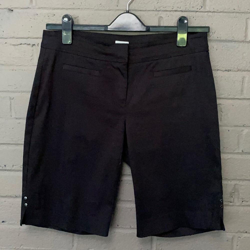 Cache  black sateen dress shorts 6